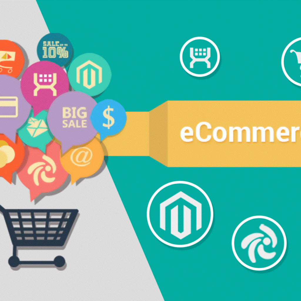 E-commerce icons with shopping cart